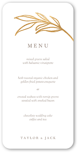 Ornate Oval Wedding Menu, Yellow, 4x8 Menu, 100% Recycled Cardstock , Rounded