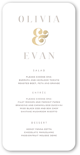 Alluring Ampersand Wedding Menu, Yellow, 4x8 Menu, Matte, Signature Smooth Cardstock, Rounded