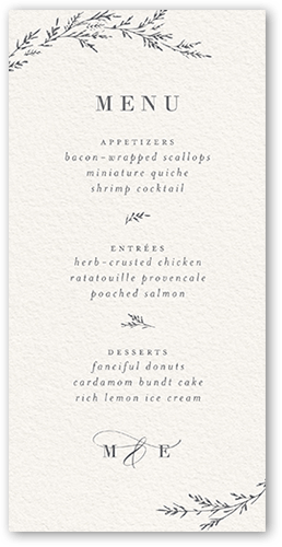 Spectacular Spruce Wedding Menu, Beige, 4x8 Menu, 100% Recycled Cardstock , Square, Antique White