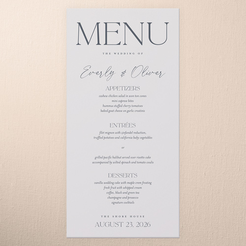 Forever We Do Wedding Menu, Gray, 4x8 Menu, Write Your Own Greeting, Standard Smooth Cardstock, Square, Gray