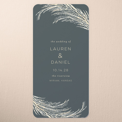 Pampas Silhouette Wedding Program, Grey, 4x8 Flat Program, Standard Smooth Cardstock, Rounded, Hemlock