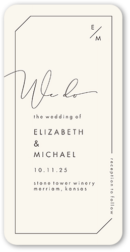 Angled Corners Wedding Program, Beige, 4x8 Flat Program, 100% Recycled Cardstock , Rounded, Cream