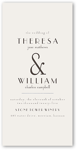 Gracious Gathering Wedding Program, Gray, 4x8 Flat Program, Standard Smooth Cardstock, Square