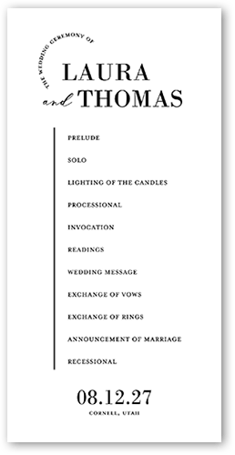 Adorned Accent Wedding Program, White, 4x8 Flat Program, Pearl Shimmer Cardstock, Square, White