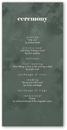 Winsome Wanderlust Wedding Program, Green, 4x8 Flat Program, Pearl Shimmer Cardstock, Square, Green