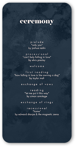 Winsome Wanderlust Wedding Program, Blue, 4x8 Flat Program, Matte, Signature Smooth Cardstock, Rounded