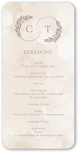 Reflective Rings Wedding Program, Beige, 4x8 Flat Program, Matte, Signature Smooth Cardstock, Rounded, Adobe Blush