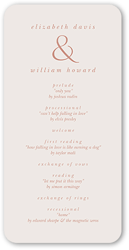 Brightly Joined Wedding Program, Beige, 4x8 Flat Program, Matte, Signature Smooth Cardstock, Rounded, Cream
