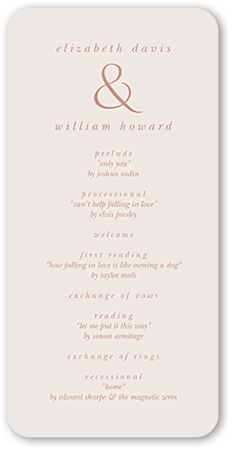 Brightly Joined Wedding Program, Beige, 4x8 Flat Program, 100% Recycled Cardstock ?, Rounded