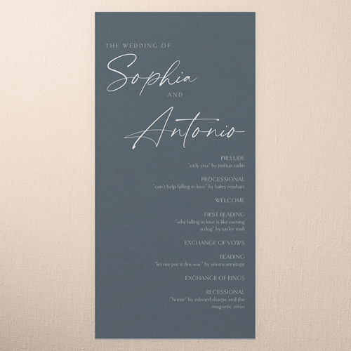 Torn Textures Wedding Program, Blue, 4x8 Flat Program, Standard Smooth Cardstock, Square