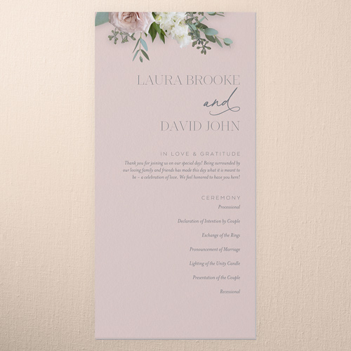 Classic Bouquet Wedding Program, White, 4x8 Flat Program, Matte, Signature Smooth Cardstock, Square, White