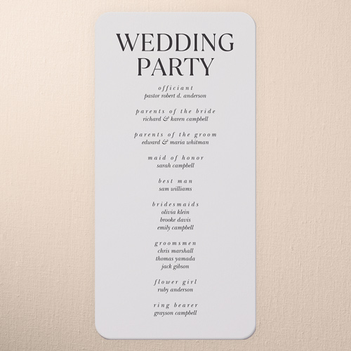 Official Headlines Wedding Program, Beige, 4x8 Flat Program, Standard Smooth Cardstock, Rounded