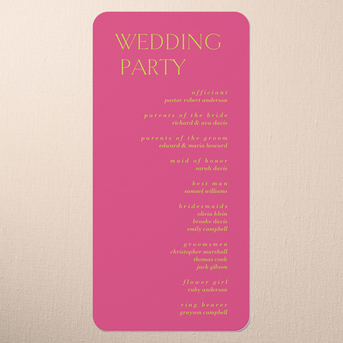 Editable Edition Wedding Program, Pink, 4x8 Flat Program, Write Your Own, Standard Smooth Cardstock, Rounded