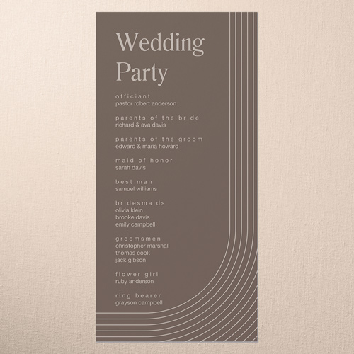 Round Bands Wedding Program, Brown, 4x8 Flat Program, Write Your Own Greeting, Matte, Signature Smooth Cardstock, Square, Brown