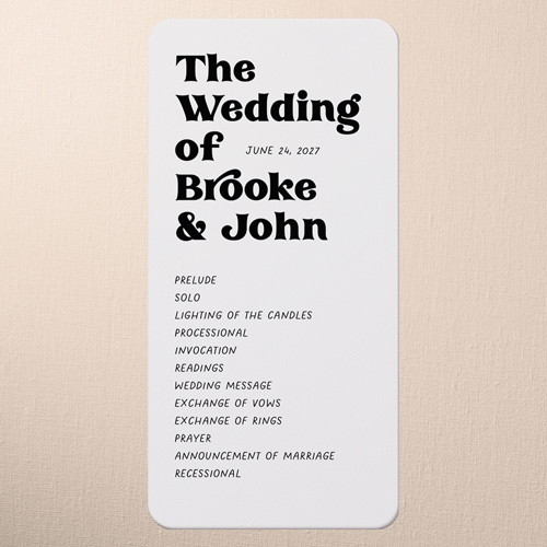 Enchanting Vows Wedding Program, Beige, 4x8 Flat Program, 100% Recycled Cardstock , Rounded