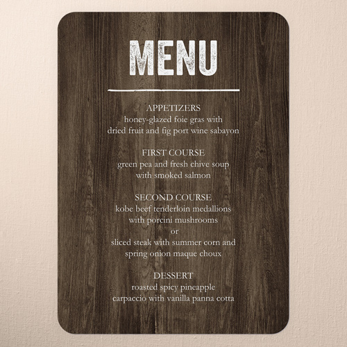 Rustic Enchantment Wedding Menu, Brown, 5x7 Flat Menu, Matte, Signature Smooth Cardstock, Rounded
