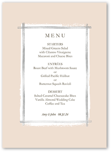 Glistening Gathering Wedding Menu, Grey, 5x7 Flat Menu, Pearl Shimmer Cardstock, Square