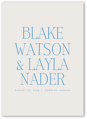 Majestic Marriage Wedding Menu, Blue, 5x7 Flat Menu, Luxe Double-Thick Cardstock, Square