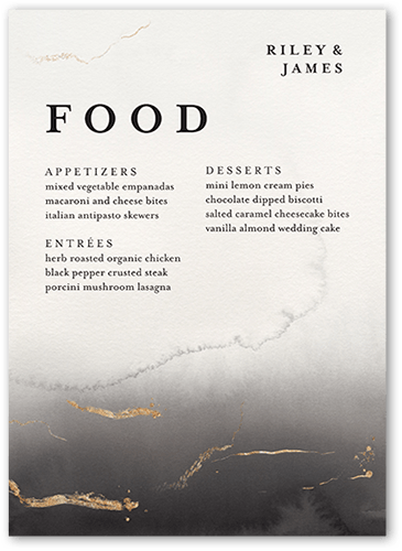 Weathered Wash Wedding Menu, Gray, 5x7 Flat Menu, Luxe Double-Thick Cardstock, Square, Gray