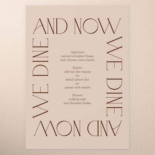 Romantic Gleam Wedding Menu, Red, 5x7 Flat Menu, 100% Recycled Cardstock , Square