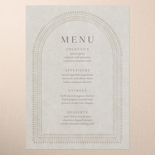 Baroque Border Wedding Menu, Brown, 5x7 Flat Menu, Write Your Own Greeting, Standard Smooth Cardstock, Square