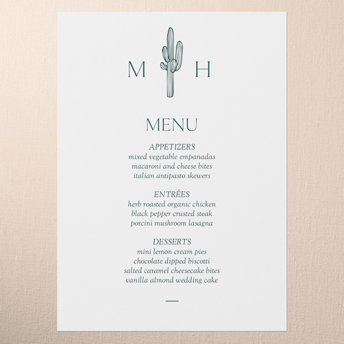 Editable Icon Wedding Menu, Green, 5x7 Flat Menu, Write Your Own Greeting, Luxe Double-Thick Cardstock, Square, Green