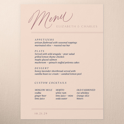 Stunning Floral Corners Wedding Menu, Blue, 5x7 Flat Menu, 100% Recycled Cardstock , Square, Navy