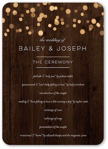 Rustic Shimmer Wedding Program, Brown, 5x7 Flat Program, Matte, Signature Smooth Cardstock, Rounded