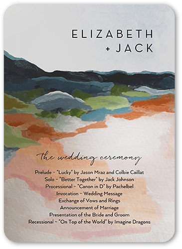 Coastal Clouds Wedding Program, Blue, 5x7 Flat Program, Standard Smooth Cardstock, Rounded, Blue