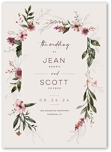 Delicate Perennials Wedding Program, Purple, 5x7 Flat Program, Luxe Double-Thick Cardstock, Square