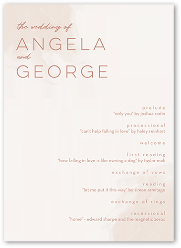 Light Wisps Wedding Program, Beige, 5x7 Flat Program, Matte, Signature Smooth Cardstock, Square, Adobe Blush