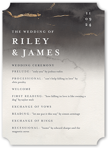 Weathered Wash Wedding Program, Gray, 5x7 Flat Program, Matte, Signature Smooth Cardstock, Ticket