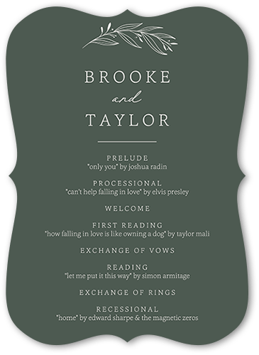 Artful Arches Wedding Program, Beige, 5x7 Flat Program, 100% Recycled Cardstock , Bracket