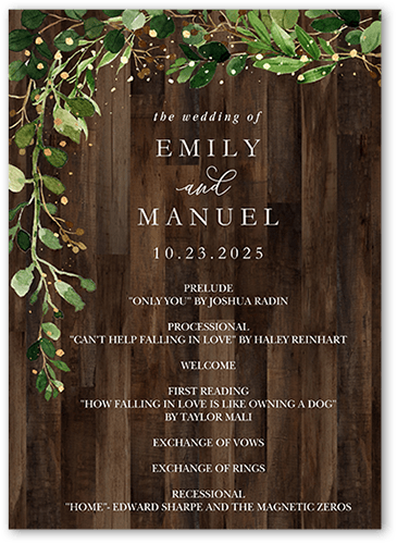 Barn Door Wedding Program, Brown, 5x7 Flat Program, Standard Smooth Cardstock, Square, Wood