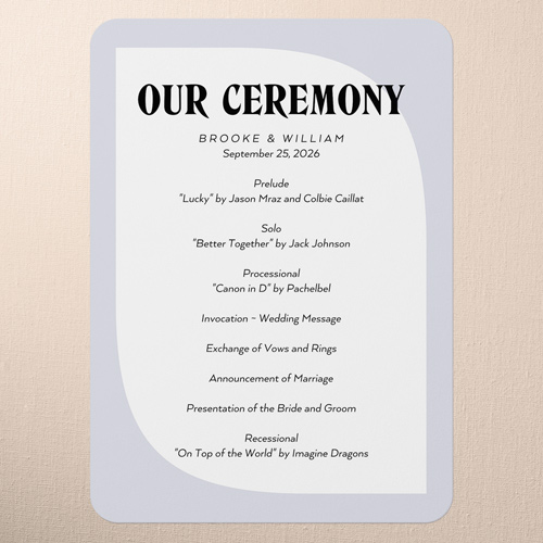 Minimalist Wedding Program Cards
