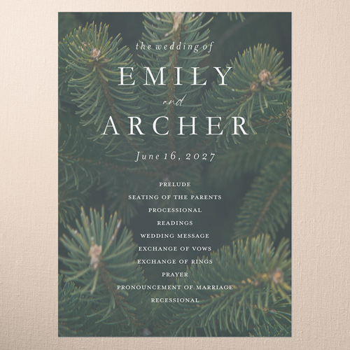 Leafy Lush Wedding Program, Brown, 5x7 Flat Program, Matte, Signature Smooth Cardstock, Square, Brown