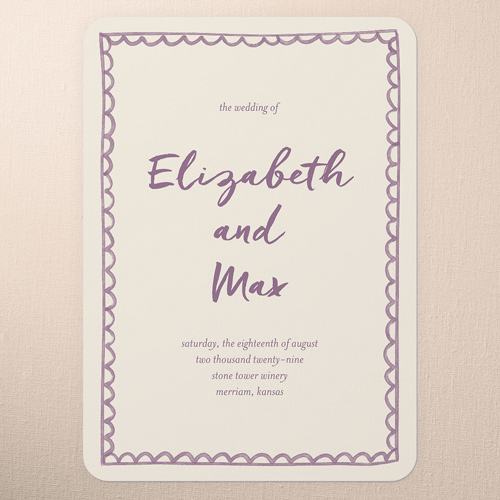 Doodle Border Wedding Program, Purple, 5x7 Flat Program, Standard Smooth Cardstock, Rounded, Deep Plum
