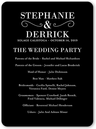 Never Ending Devotion Wedding Program, Black, 6x8, Pearl Shimmer Cardstock, Rounded, Black
