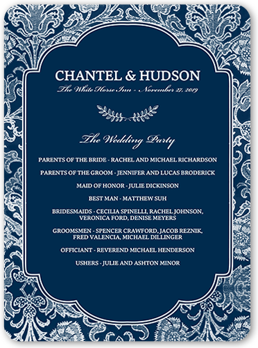 Damask Romance 6x8 Wedding Program By Yours Truly Shutterfly