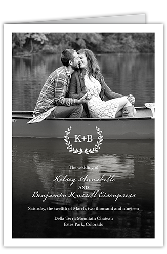 Refined Monogram Wedding Program, Black, 5x7, Pearl Shimmer Cardstock, Square, Black