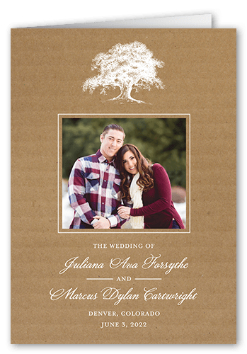 Rustic Statement Wedding Program, Brown, 5x7, Pearl Shimmer Cardstock, Square