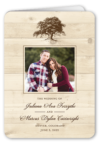 Rustic Statement Wedding Program, Beige, 5x7, Matte, Folded Smooth Cardstock, Rounded, Wheat