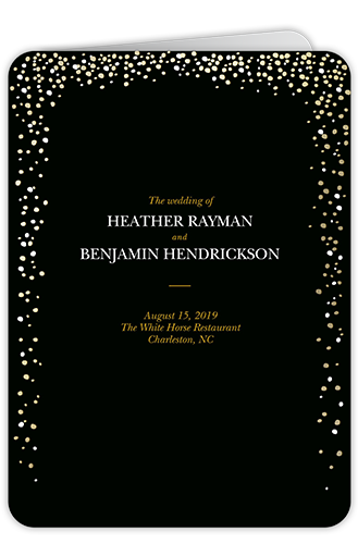 Sparkling Romance Wedding Program, Black, 5x7, Pearl Shimmer Cardstock, Rounded