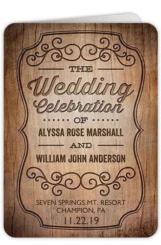 Rustic Romance Wedding Program, Brown, 5x7, Matte, Folded Smooth Cardstock, Rounded