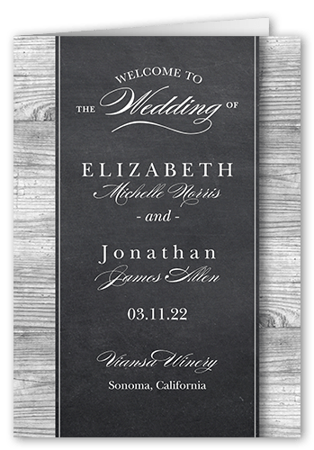 Chalk Wood Frame 5x7 Folded Wedding Program By Yours Truly Shutterfly