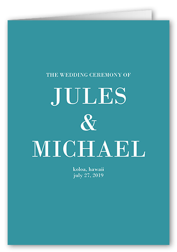 Enchanted Ending Wedding Program, Blue, 5x7, Pearl Shimmer Cardstock, Square