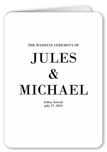 Enchanted Ending Wedding Program, White, 5x7, Pearl Shimmer Cardstock, Rounded, White