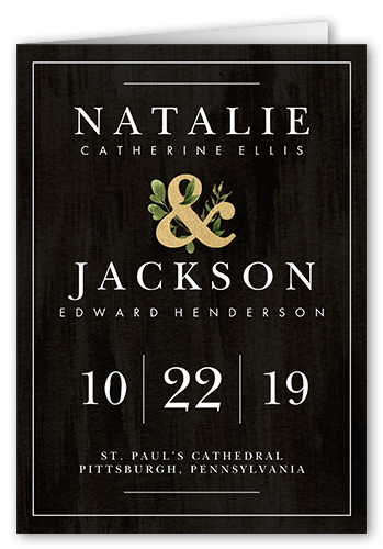 Verdant Union Wedding Program, Black, 5x7, Pearl Shimmer Cardstock, Square