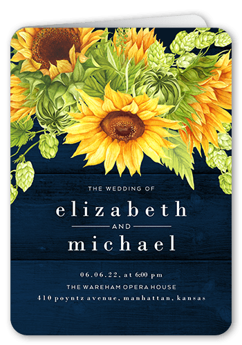 Sunny Celebration Wedding Program, Blue, 5x7, Pearl Shimmer Cardstock, Rounded, Navy