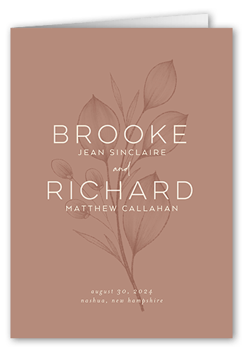 Novel Matrimony Wedding Program, Beige, 5x7, Pearl Shimmer Cardstock, Square, Pueblo